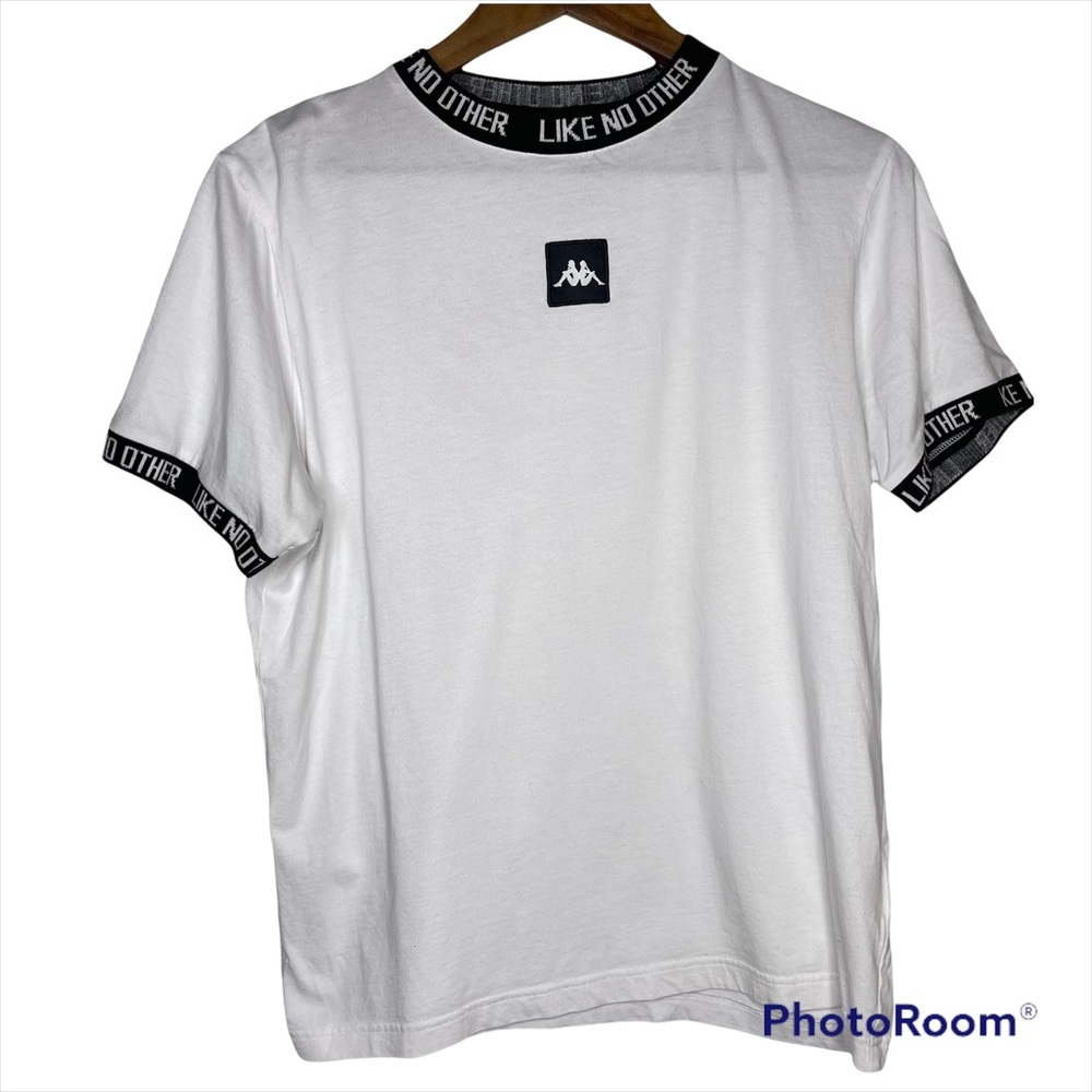 Kappa black and white spell out like no other ringer t M